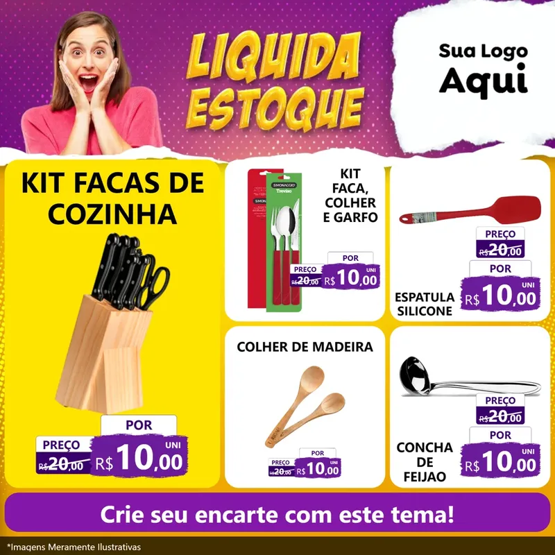 Modelo de Rede Social para Feed Facebook com o tema Liquida estoque para Utilidades Domésticas