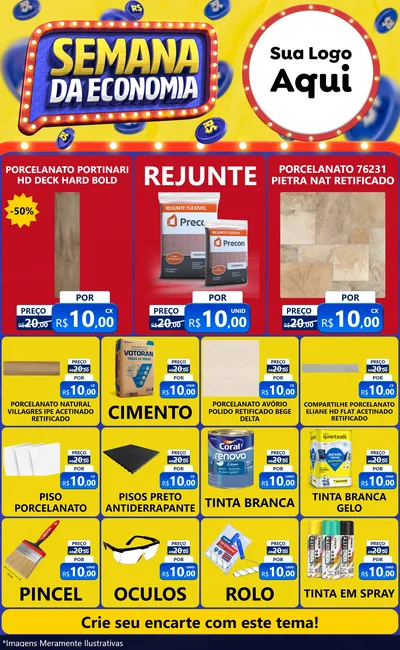 Modelo de Encarte para Encarte Grande com o tema Semana da Economia para Pisos e revestimentos