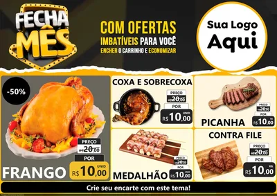 Modelo de Encarte para Encarte A4 Horizontal com o tema Fecha Mês para Assados