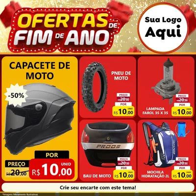 Modelo de Rede Social para Feed Facebook com o tema Ofertas de Fim de Ano para Moto peças