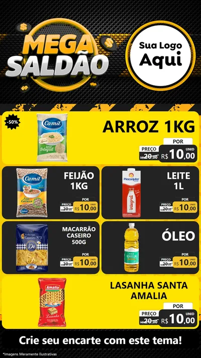 Modelo de TV para TV Vertical com o tema Mega Saldão para Supermercado