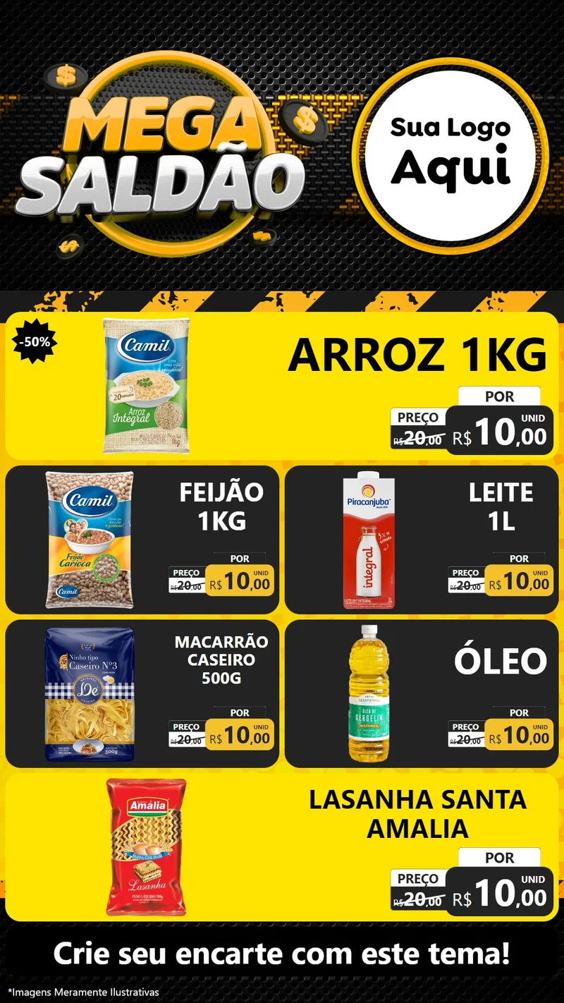 Modelo de TV para TV Vertical com o tema Mega Saldão para Supermercado