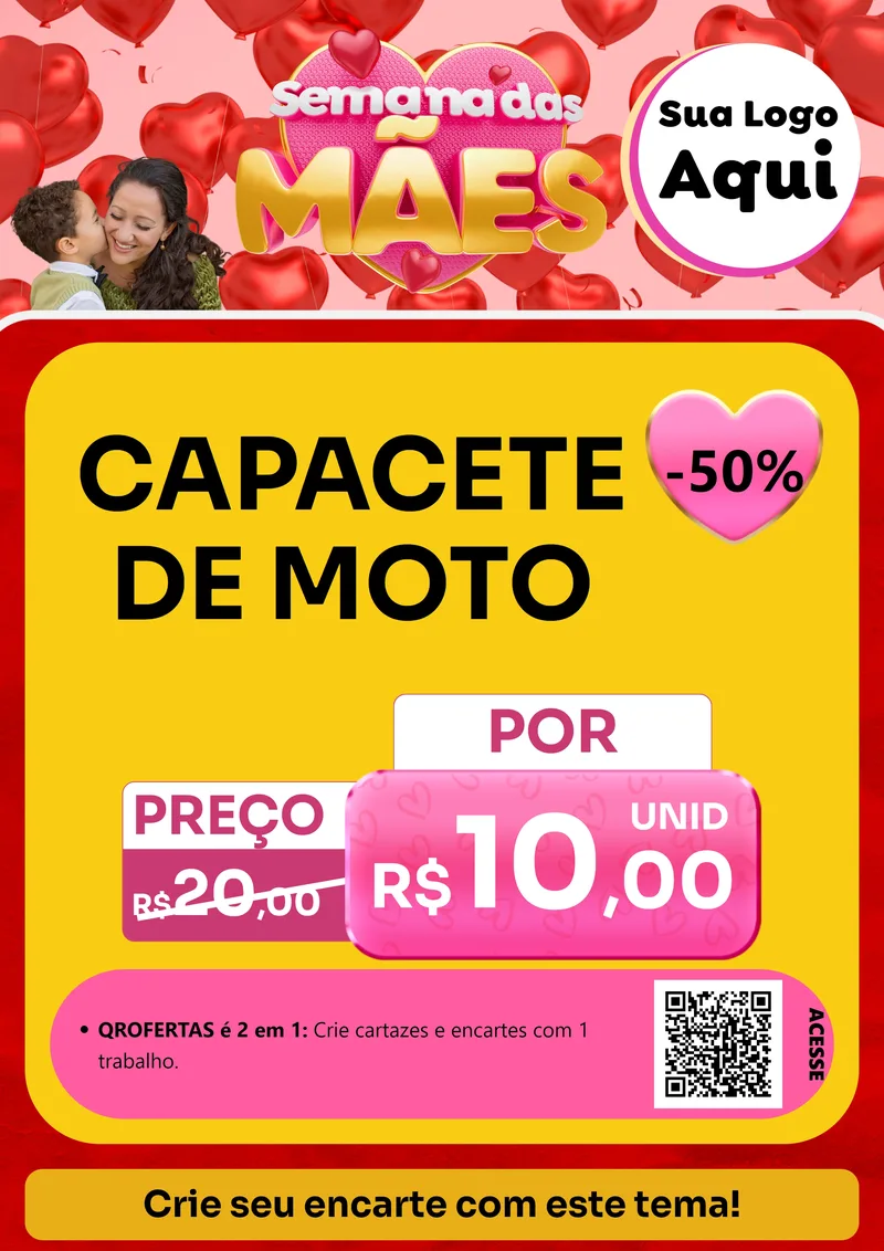 Modelo de Cartaz para Cartaz A4 Vertical com o tema Semana Das Mães para Moto peças