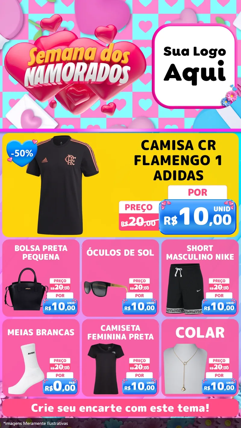 Modelo de Rede Social para Stories com o tema Semana dos Namorados para Roupas e acessórios