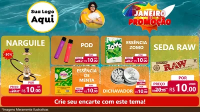 Modelo de TV para TV Horizontal com o tema Janeiro de Promoção para Tabacaria
