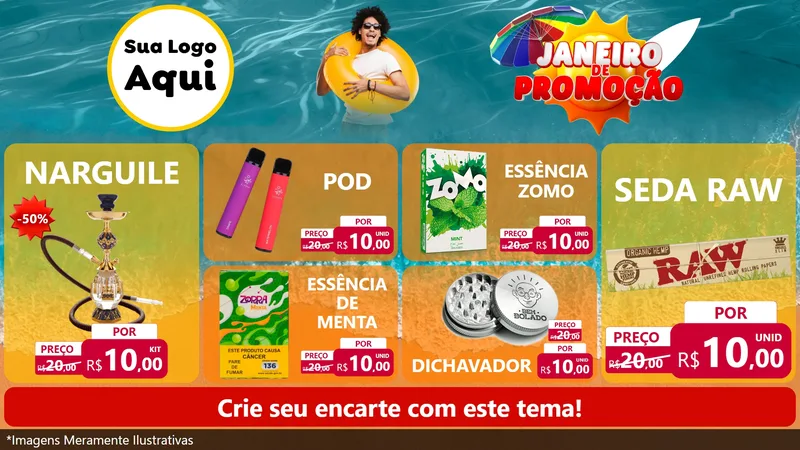 Modelo de TV para TV Horizontal com o tema Janeiro de Promoção para Tabacaria