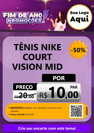 Modelo de Cartaz para Cartaz A4 Vertical com o tema Fim de Ano Promoções para Calçados