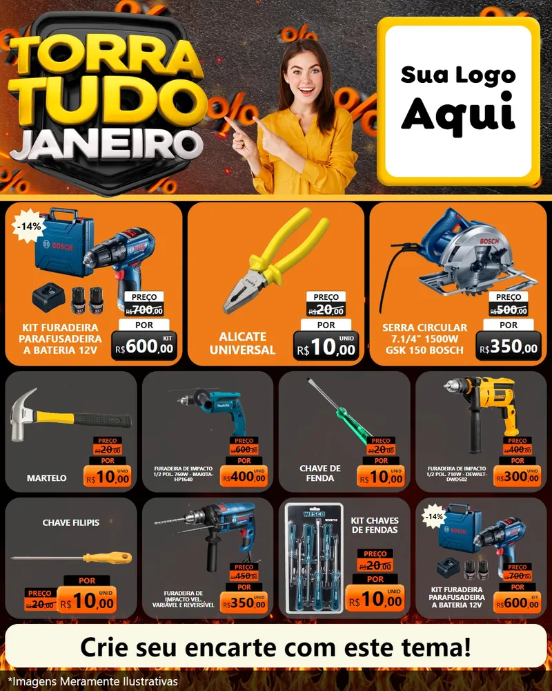 Modelo de Rede Social para Feed Instagram com o tema Torra Tudo Janeiro para Maquinas e Ferramentas