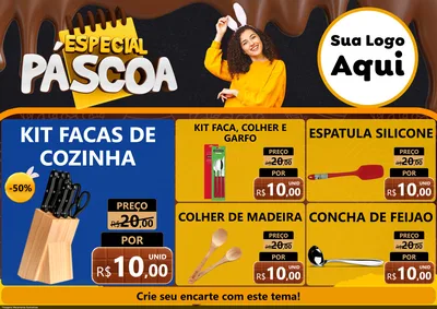 Modelo de Encarte para Encarte A4 Horizontal com o tema Especial Páscoa para Utilidades Domésticas