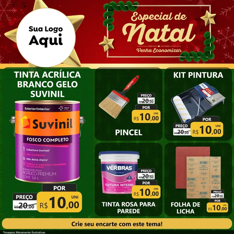 Modelo de Rede Social para Feed Facebook com o tema Especial de Natal para Tintas e Ferramentas