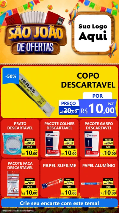 Modelo de Rede Social para Stories com o tema São João de Ofertas para Embalagens