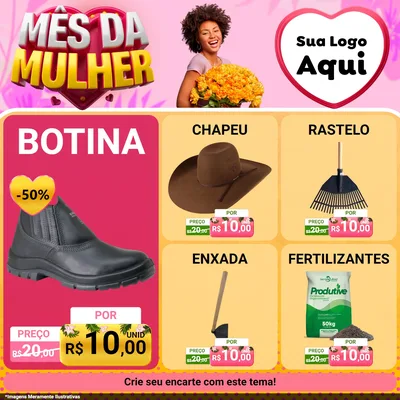 Modelo de Rede Social para Feed Facebook com o tema Mês da Mulher para Agropecuária