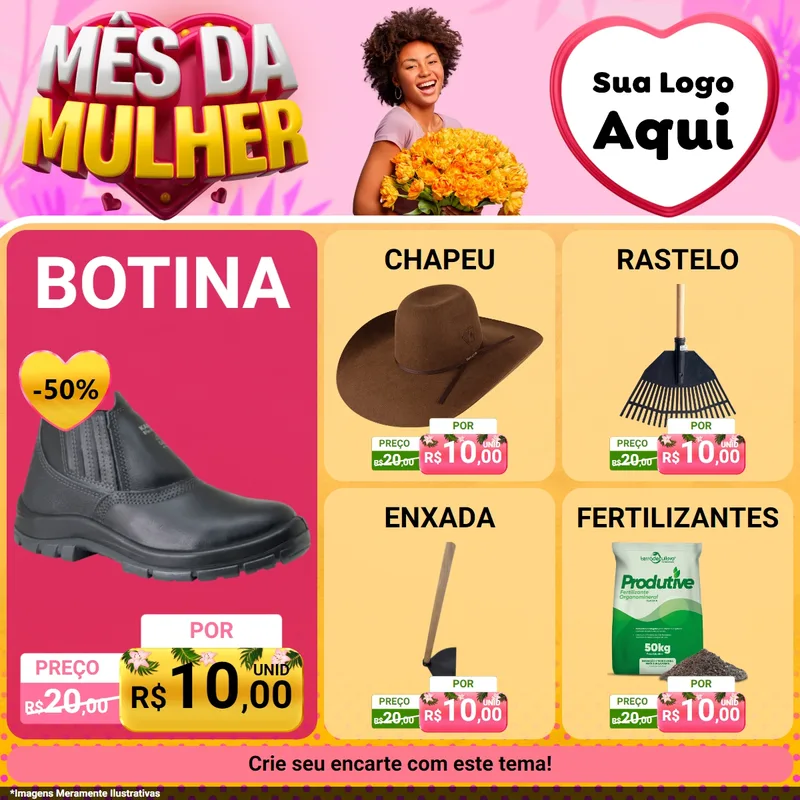 Modelo de Rede Social para Feed Facebook com o tema Mês da Mulher para Agropecuária