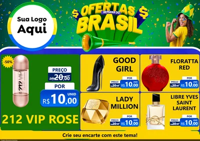Modelo de Encarte para Encarte A4 Horizontal com o tema Ofertas Semana do Brasil para Perfumes