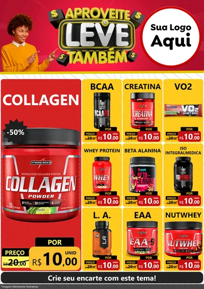 Modelo de Encarte para Encarte A4 Vertical com o tema Aproveite e Leve Também para Suplementos alimentares
