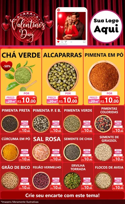 Modelo de Encarte para Encarte Grande com o tema Valentine's Day para Produtos Naturais