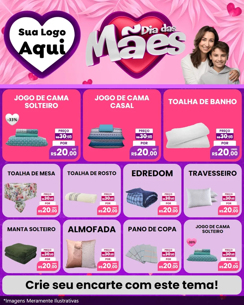 Modelo de Rede Social para Feed Instagram com o tema Dia das Mães para Cama, Mesa e Banho
