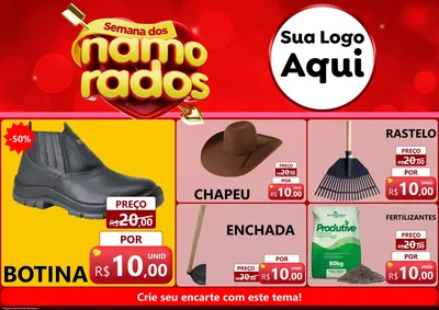 Modelo de Encarte para Encarte A4 Horizontal com o tema Semana dos namorados para Agropecuária