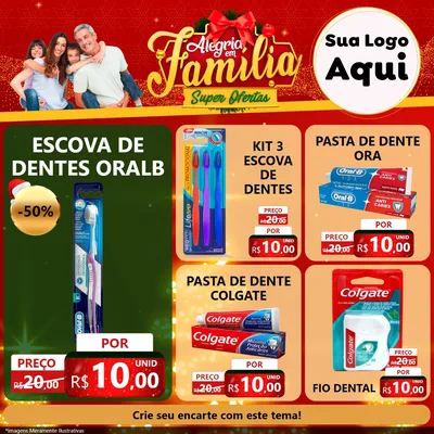 Modelo de Rede Social para Feed Facebook com o tema Alegria em Família Super Ofertas - Natal para Higiene Pessoal