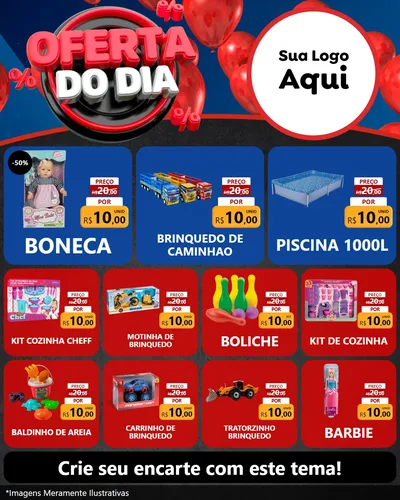 Modelo de Rede Social para Feed Instagram com o tema Oferta do Dia para Brinquedos