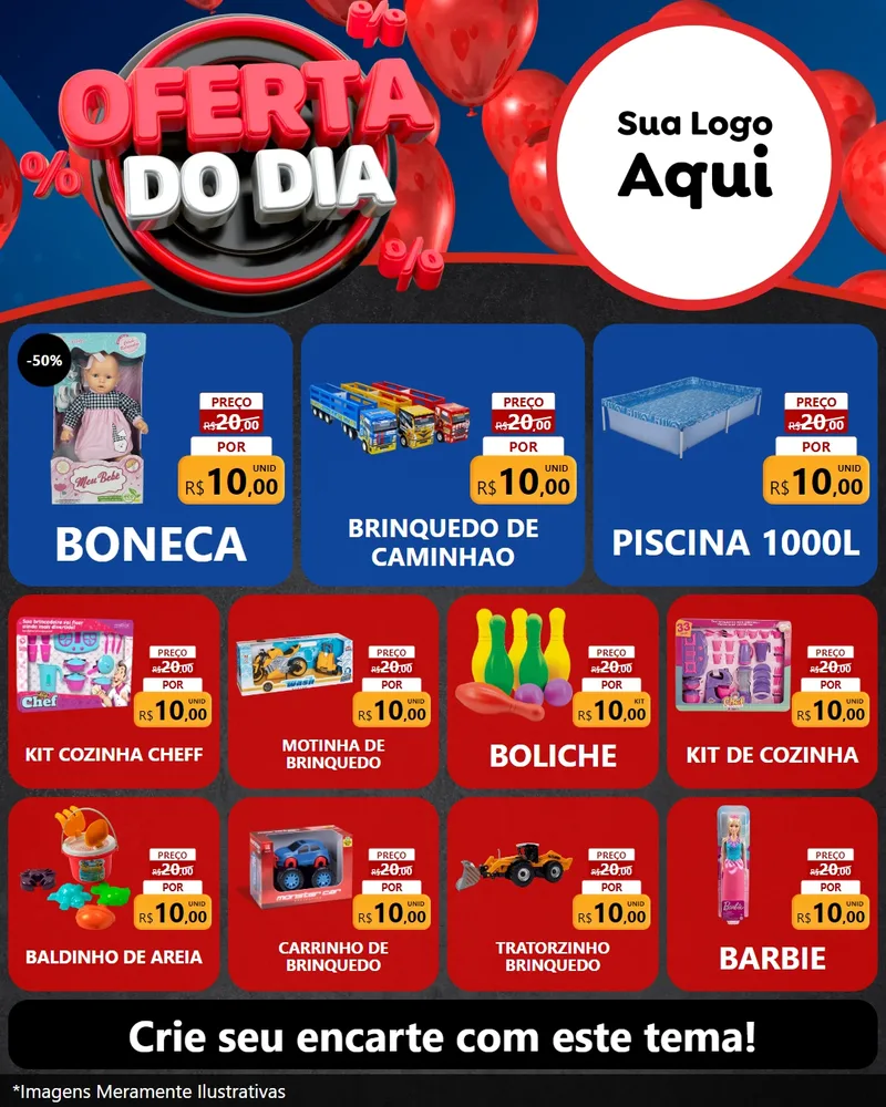 Modelo de Rede Social para Feed Instagram com o tema Oferta do Dia para Brinquedos