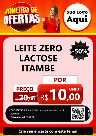 Modelo de Cartaz para Cartaz A4 Vertical com o tema Janeiro de Ofertas para Frios e Laticínios