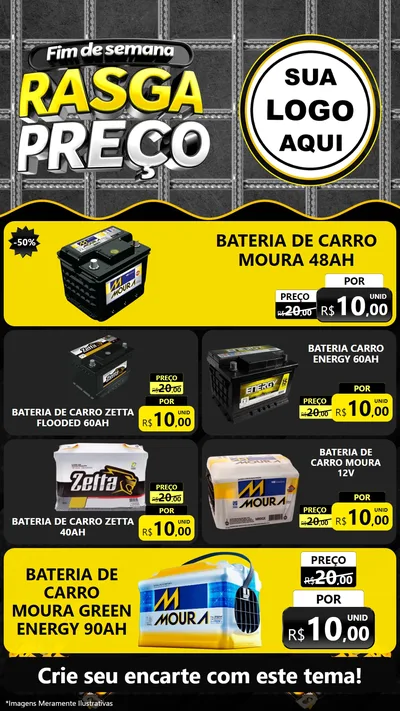 Modelo de TV para TV Vertical com o tema Fim de Semana Rasga Preço para Baterias Elétricas