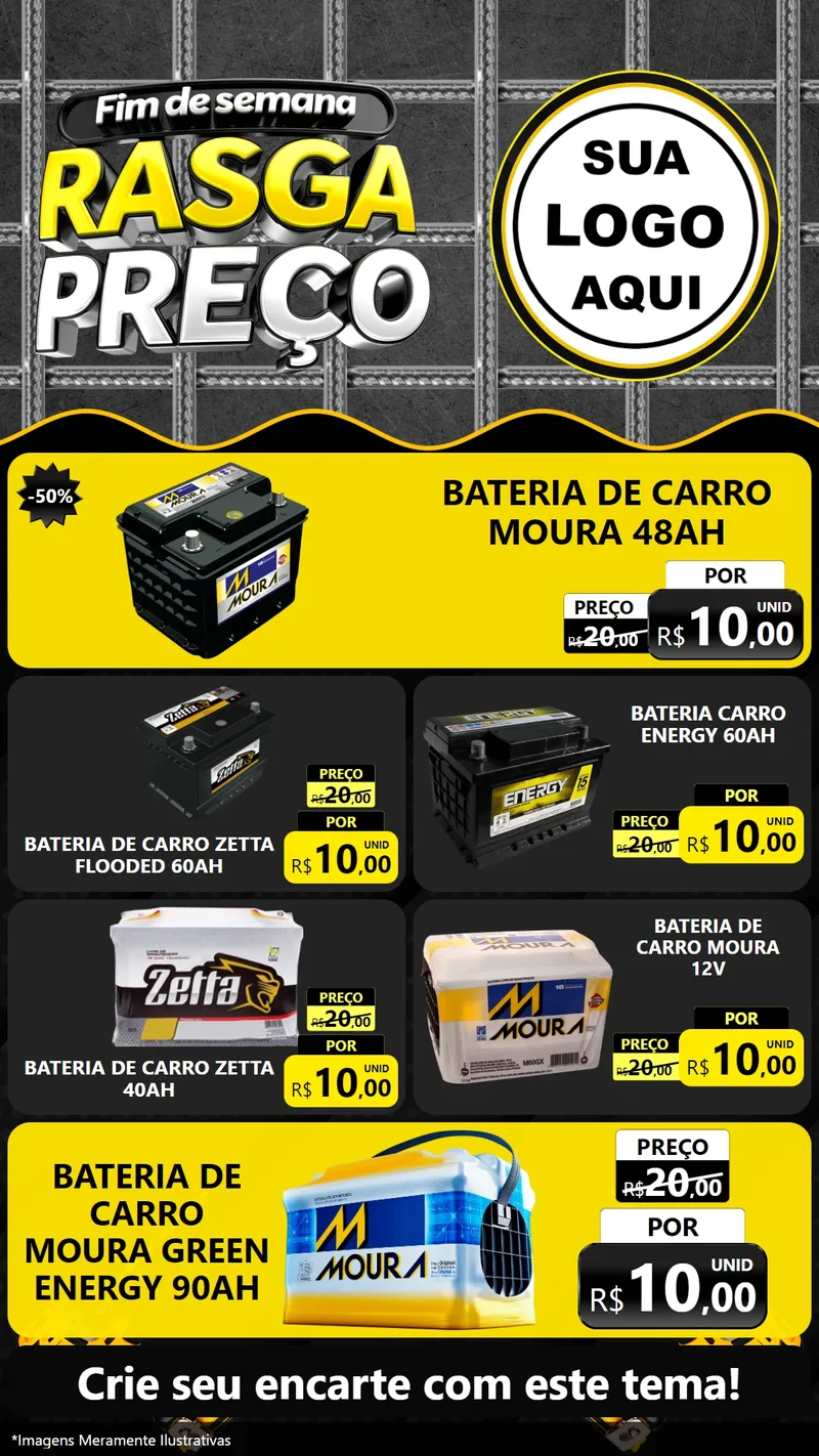 Modelo de TV para TV Vertical com o tema Fim de Semana Rasga Preço para Baterias Elétricas