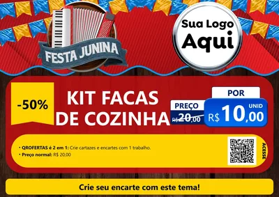 Modelo de Cartaz para Cartaz A4 Horizontal com o tema Festa Junina para Utilidades Domésticas