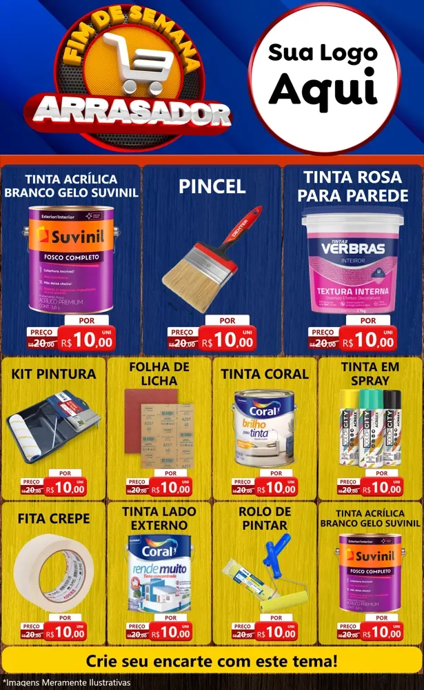 Modelo de Encarte para Encarte Grande com o tema Fim De Semana Arrasador para Tintas e Ferramentas