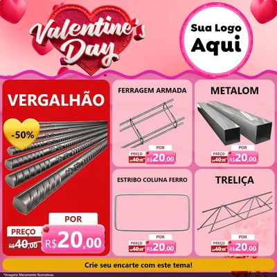 Modelo de Rede Social para Feed Facebook com o tema Valentine's Day para Ferragens