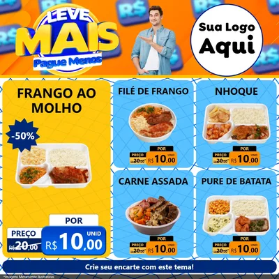 Modelo de Rede Social para Feed Facebook com o tema Leve Mais, Pague Menos para Restaurante