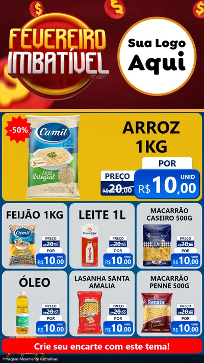 Modelo de Rede Social para Stories com o tema Fevereiro Imbatível para Supermercado