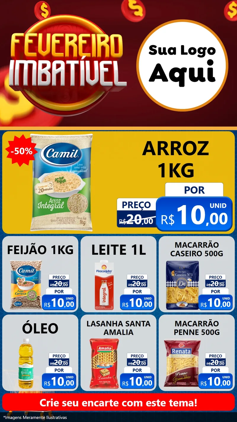Modelo de Rede Social para Stories com o tema Fevereiro Imbatível para Supermercado