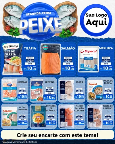 Modelo de Rede Social para Feed Instagram com o tema Segunda-feira do Peixe para Peixaria