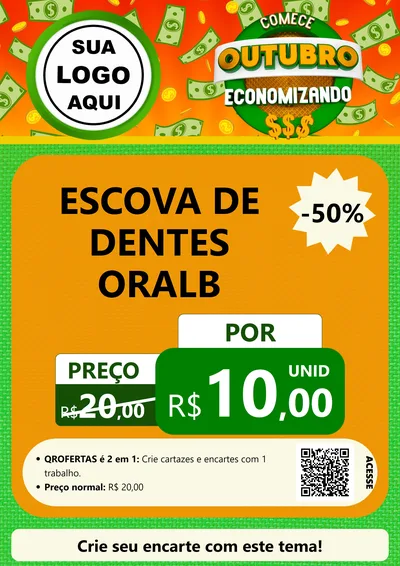 Modelo de Cartaz para Cartaz A4 Vertical com o tema Comece Outubro Economizando para Higiene Pessoal
