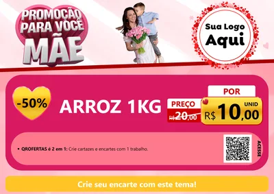 Modelo de Cartaz para Cartaz A4 Horizontal com o tema Promoção Para Você Mãe para Supermercado