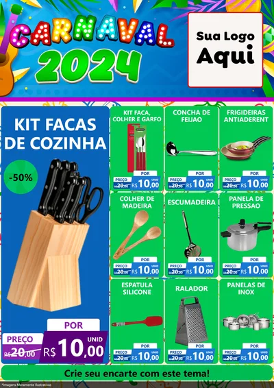 Modelo de Encarte para Encarte A4 Vertical com o tema Carnaval 2027 para Utilidades Domésticas