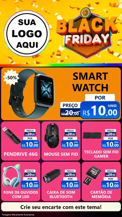 Modelo de Rede Social para Stories com o tema Black Friday para Informática