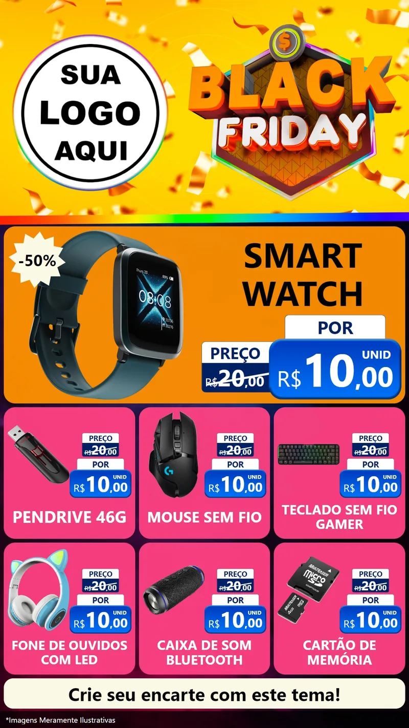 Modelo de Rede Social para Stories com o tema Black Friday para Informática