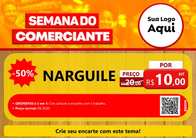 Modelo de Cartaz para Cartaz A4 Horizontal com o tema Semana do Comerciante para Tabacaria