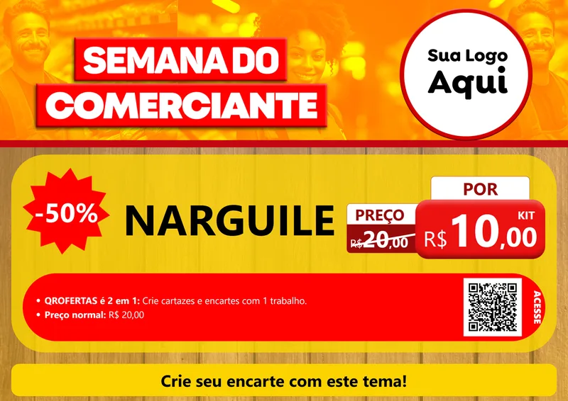 Modelo de Cartaz para Cartaz A4 Horizontal com o tema Semana do Comerciante para Tabacaria