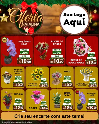 Modelo de Rede Social para Feed Instagram com o tema Ofertas Natalina para Floricultura e jardim