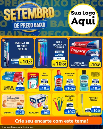 Modelo de Rede Social para Feed Instagram com o tema Setembro De Preço Baixo para Higiene Pessoal