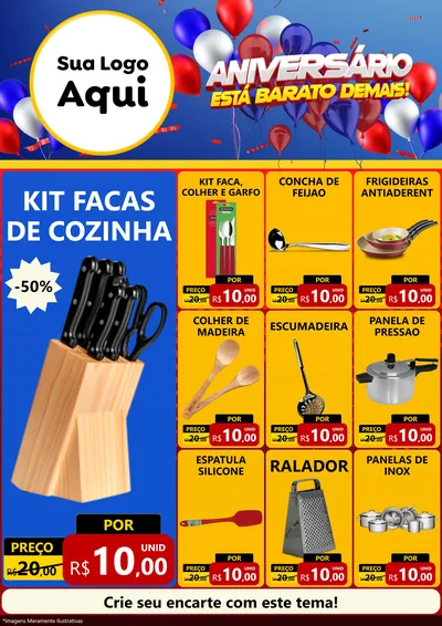 Modelo de Encarte para Encarte A4 Vertical com o tema Aniversário para Utilidades Domésticas