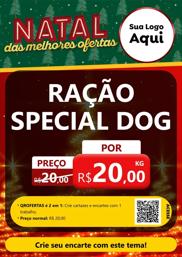 Modelo de Cartaz para Cartaz A4 Vertical com o tema Natal das Melhores Ofertas para Pet Shop