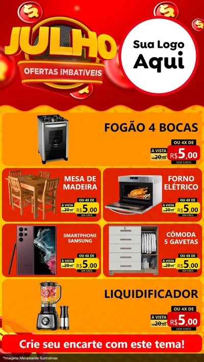 Modelo de TV para TV Vertical com o tema Julho Ofertas Imbatíveis para Móveis e Eletro