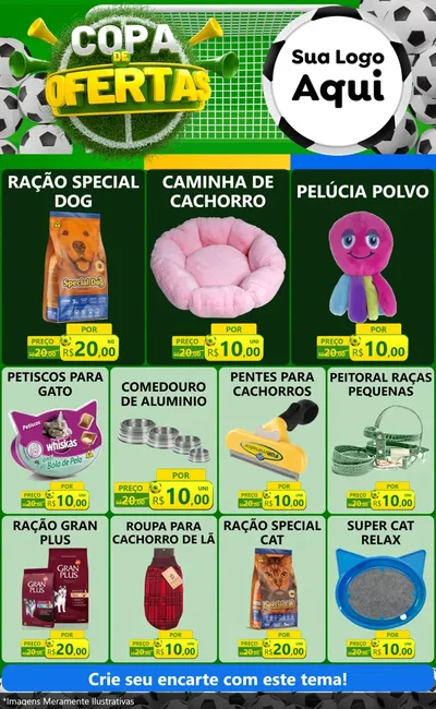 Modelo de Encarte para Encarte Grande com o tema Copa De Ofertas para Pet Shop