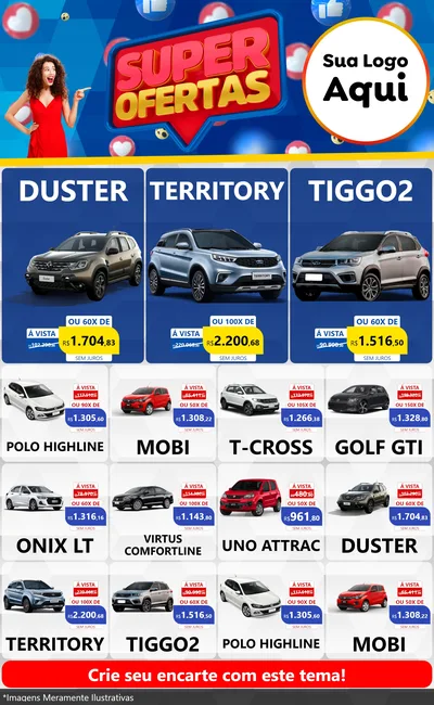 Modelo de Encarte para Encarte Grande com o tema Super Ofertas para Concessionaria de Carros