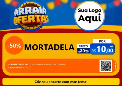 Modelo de Cartaz para Cartaz A4 Horizontal com o tema Arraiá de Ofertas - Junina para Frios e Laticínios